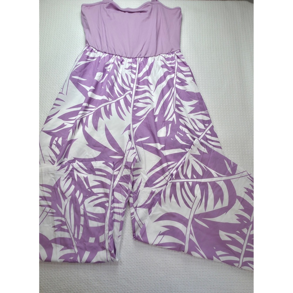 Unbranded‎ Jumpsuit Womens XL Purple Synthetic Tropical Halter Wide Leg EUC